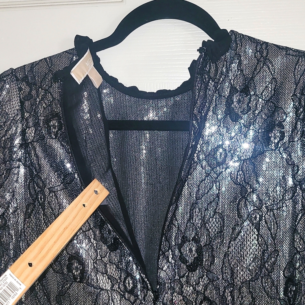 Michael Kors Ruffled collar Shift dress lace with sequin embellishments dress - Picture 7 of 13